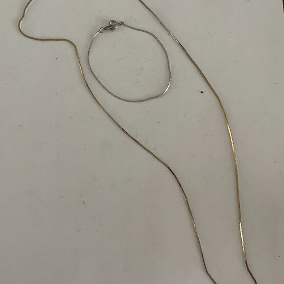 Vintage Gold Necklace and Silver Bracelet - Picture 1 of 3